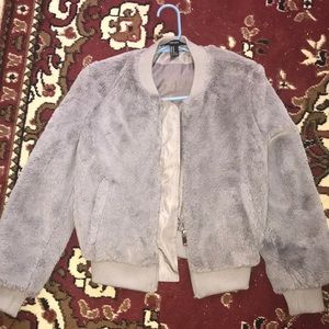 Grey Fur Forever 21 Bomber Jacket